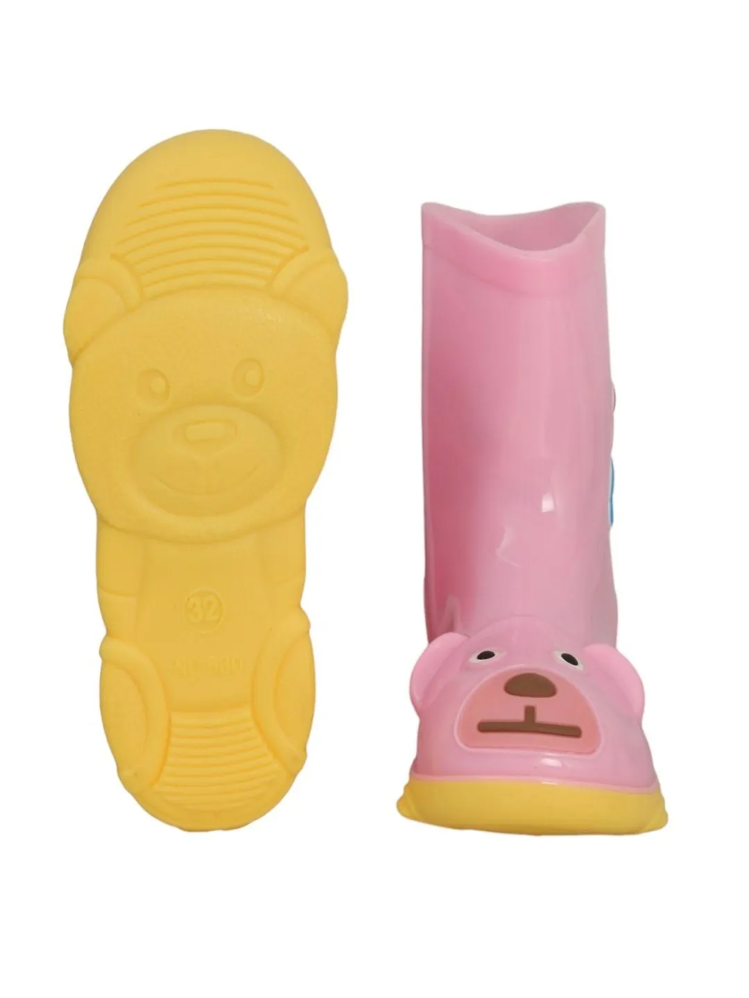Adorable Pink Bear Themed Rain Boots For Girls