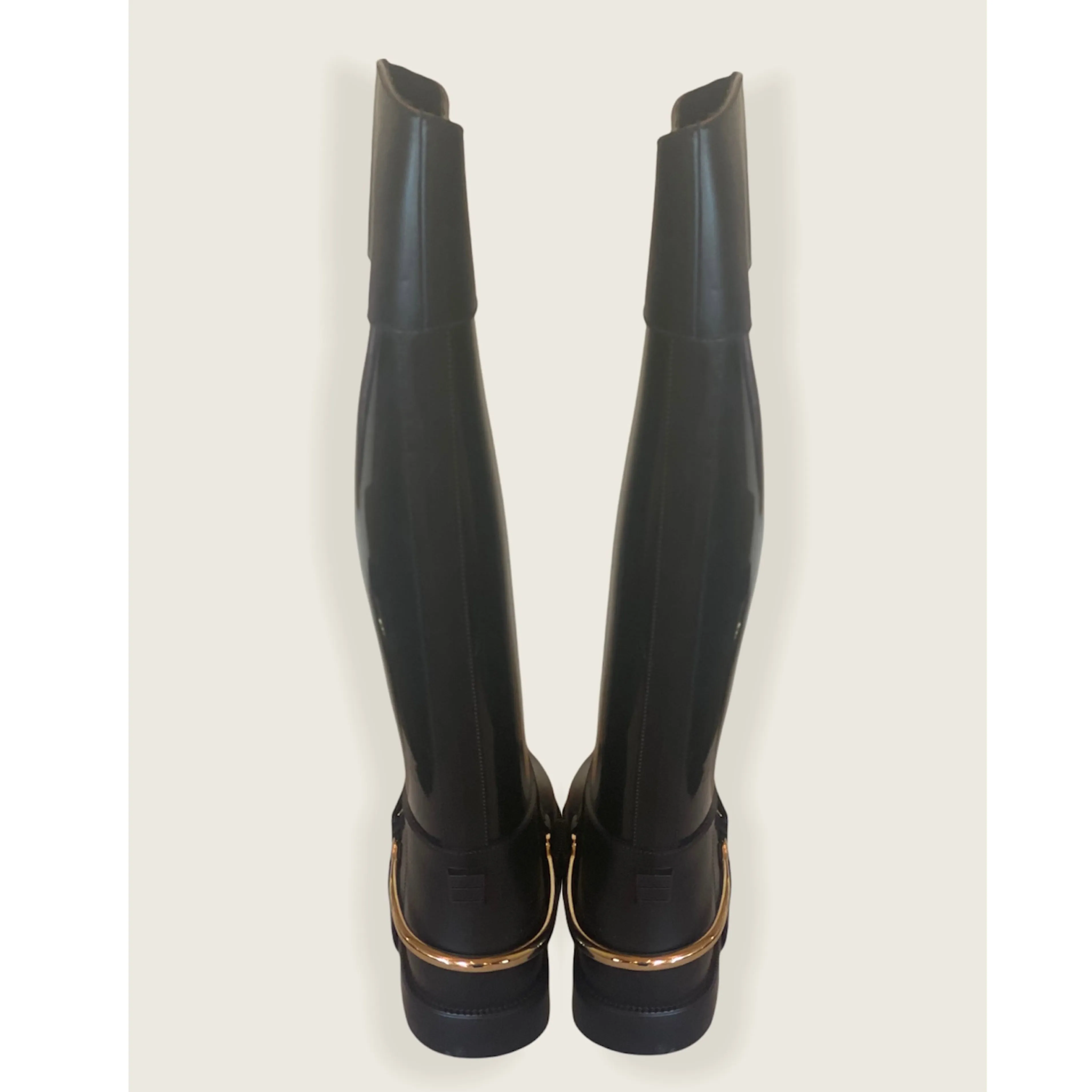 All Black Equestrian Rain Boots