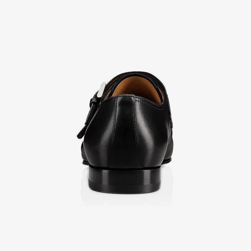 Classic Black Double Buckle Leather Shoes
