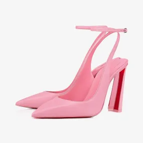 Eye-catching Pink Leather Strappy Pump