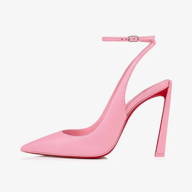 Eye-catching Pink Leather Strappy Pump
