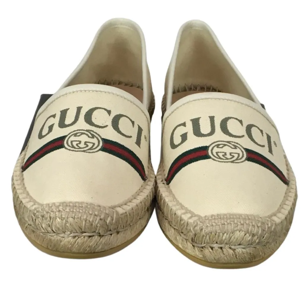 Gucci Women's Espadrilles Shoes Sylvie Web Stripes Print Logo Monogram