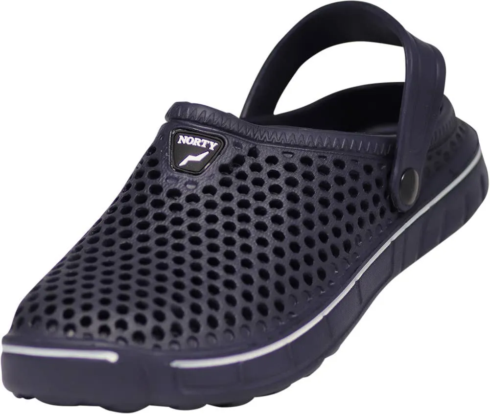 Norty Mens Lightweight Ankle Strap Clog Navy