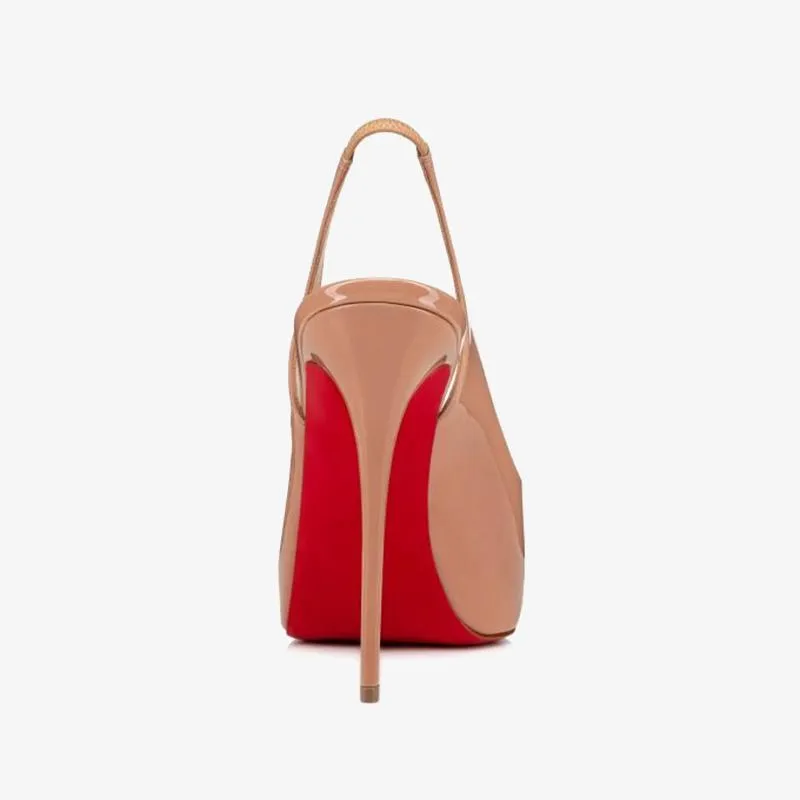 Nude Patent Leather Slingback 120mm Pump