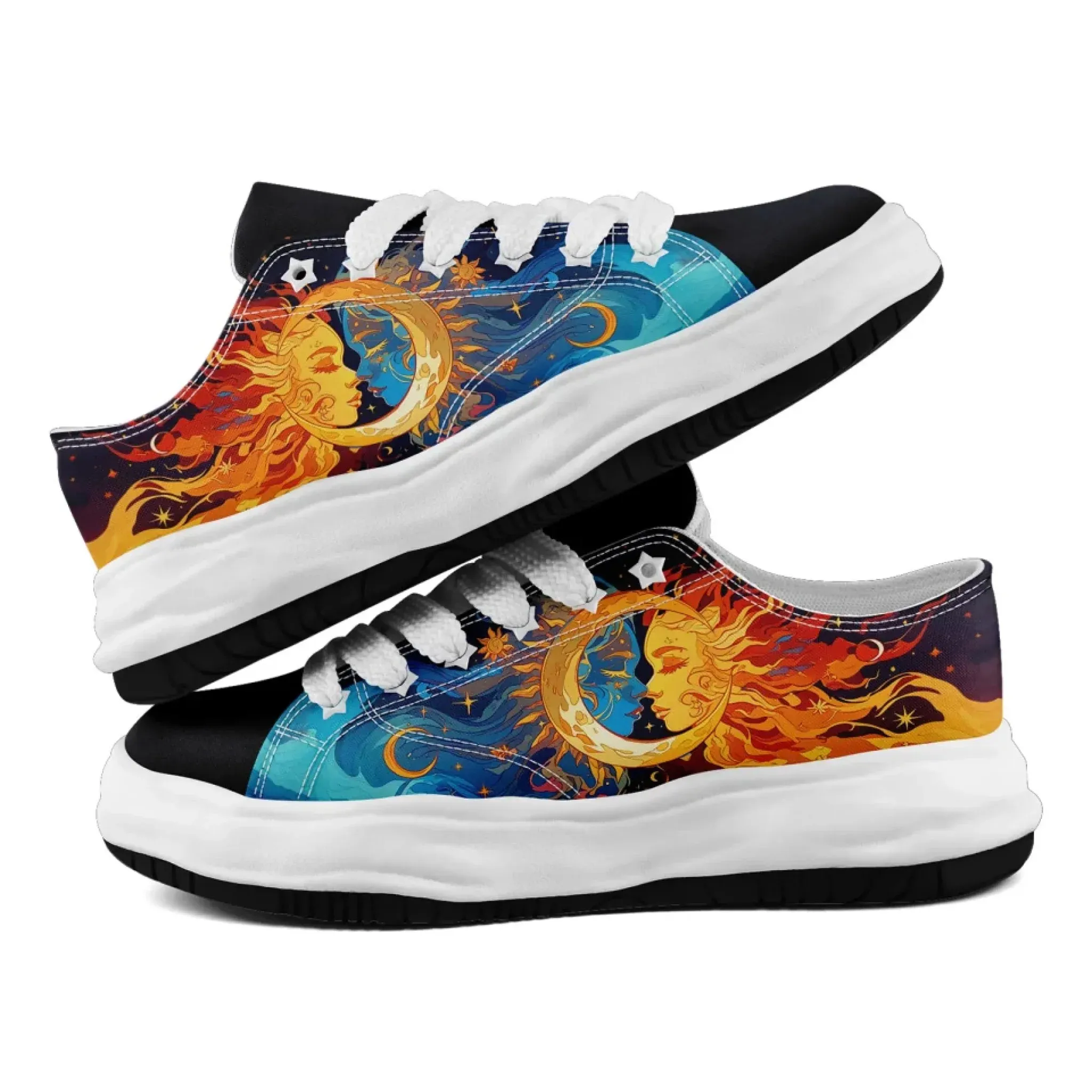 Personalized Sun & Moon Sneakers,Custom Celestial Balance Shoes, Stylish Unisex Shoes
