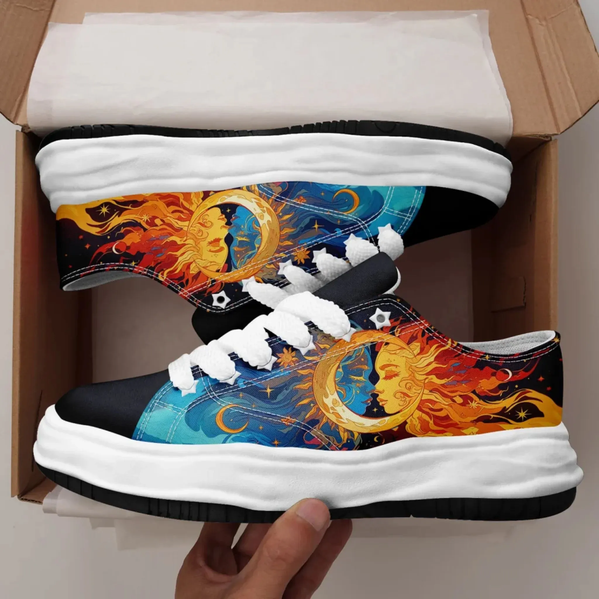 Personalized Sun & Moon Sneakers,Custom Celestial Balance Shoes, Stylish Unisex Shoes