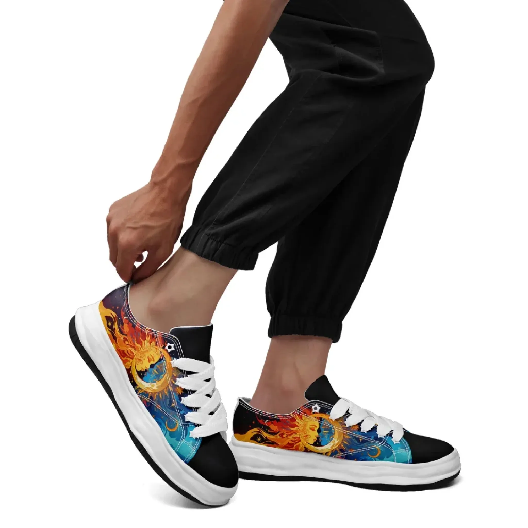 Personalized Sun & Moon Sneakers,Custom Celestial Balance Shoes, Stylish Unisex Shoes