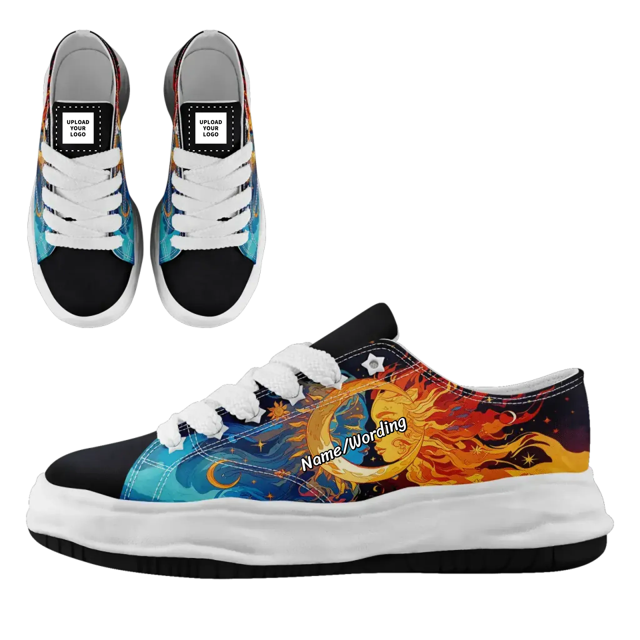 Personalized Sun & Moon Sneakers,Custom Celestial Balance Shoes, Stylish Unisex Shoes