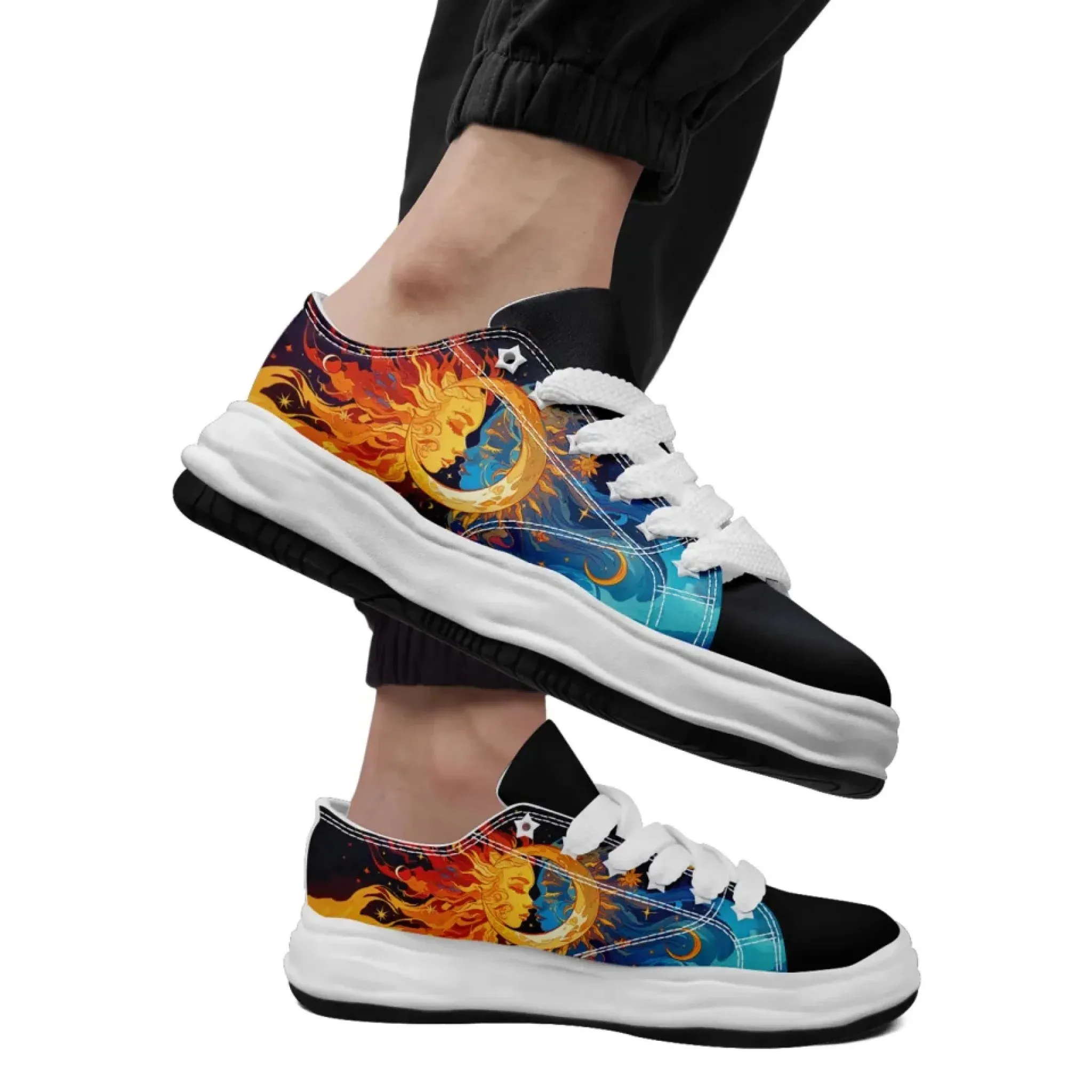Personalized Sun & Moon Sneakers,Custom Celestial Balance Shoes, Stylish Unisex Shoes