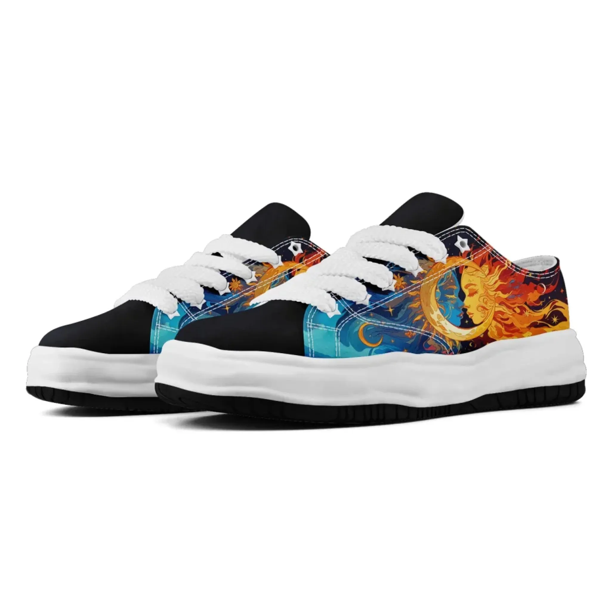 Personalized Sun & Moon Sneakers,Custom Celestial Balance Shoes, Stylish Unisex Shoes
