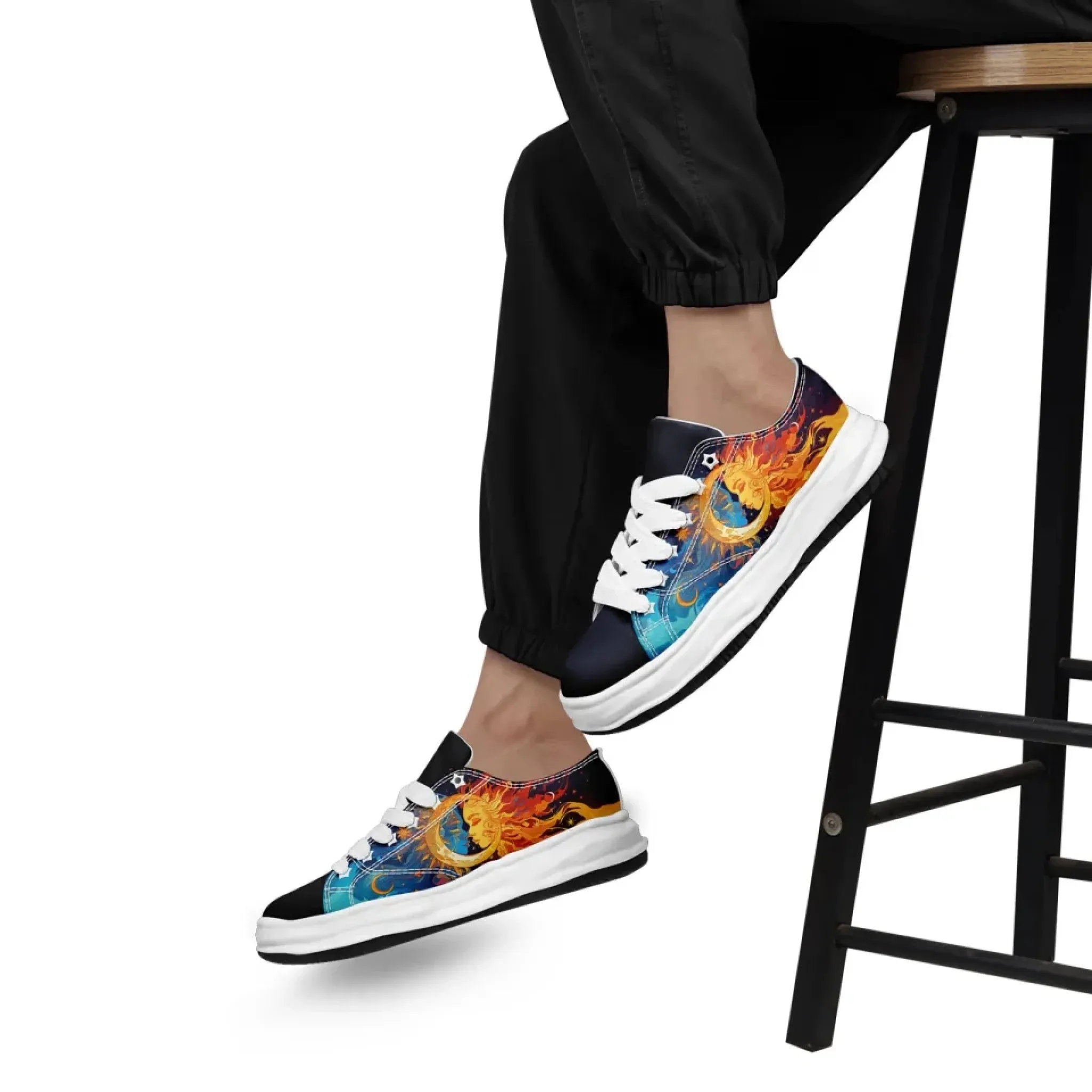 Personalized Sun & Moon Sneakers,Custom Celestial Balance Shoes, Stylish Unisex Shoes