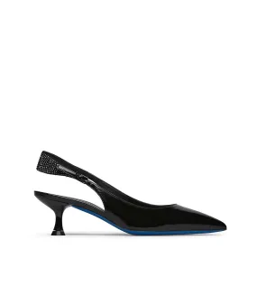 Rhinestones embellished leather slingback pumps