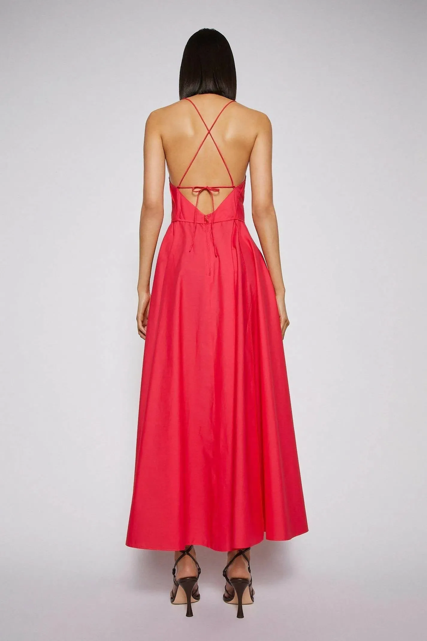 Scanlan Theodore Cotton Scrappy Midi Dress in Fuschia Pink