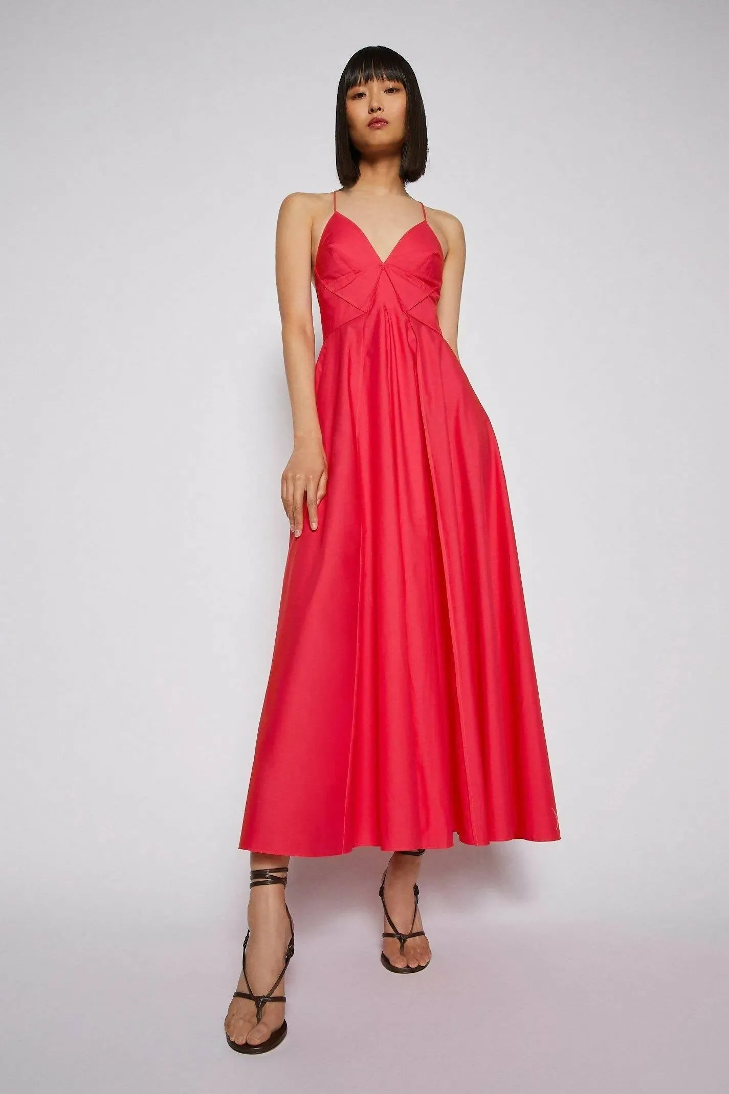 Scanlan Theodore Cotton Scrappy Midi Dress in Fuschia Pink