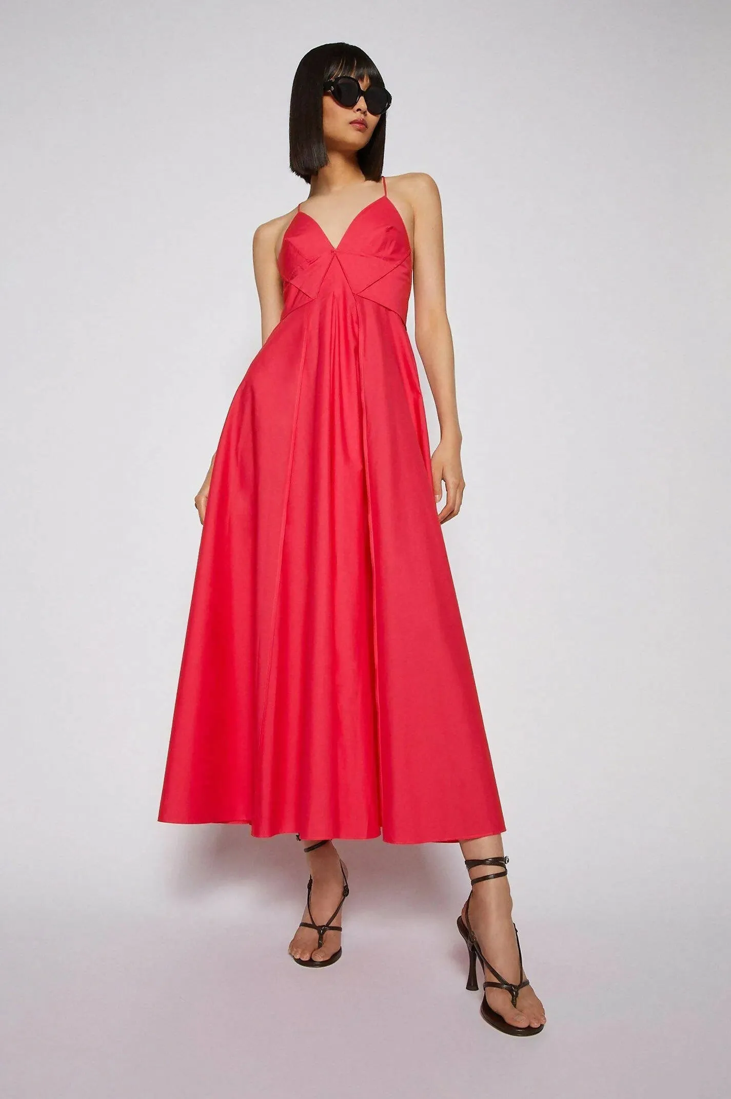 Scanlan Theodore Cotton Scrappy Midi Dress in Fuschia Pink