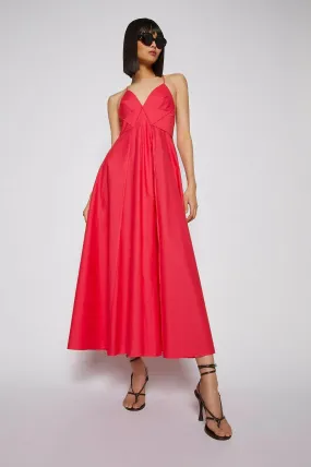 Scanlan Theodore Cotton Scrappy Midi Dress in Fuschia Pink