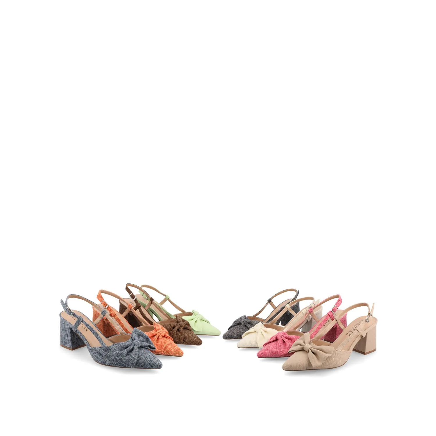 TAILYNN SLINGBACK BLOCK HEELS IN FABRIC