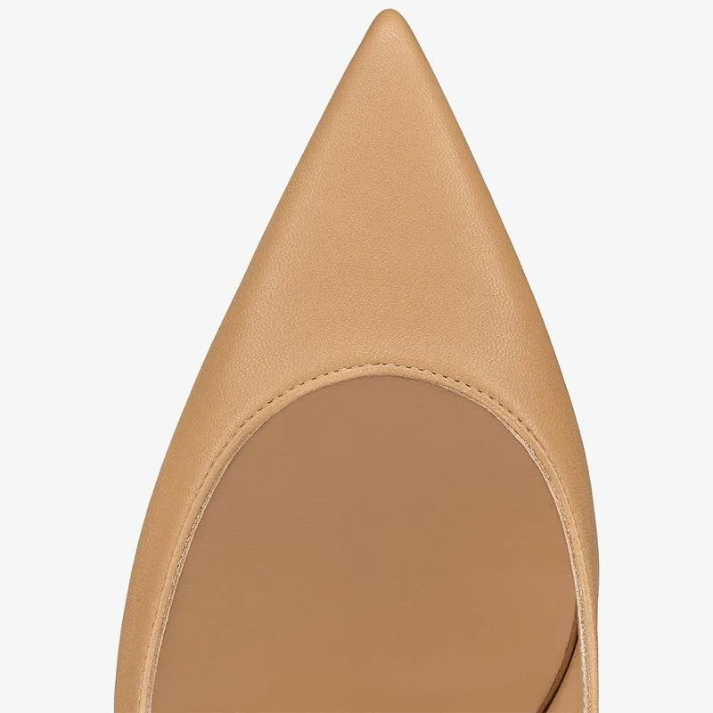 Toffee Brown Leather Pump with 100mm Heel