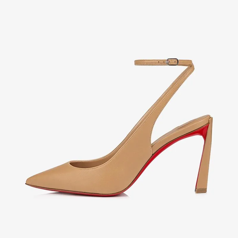 Toffee Brown Leather Pump with 100mm Heel