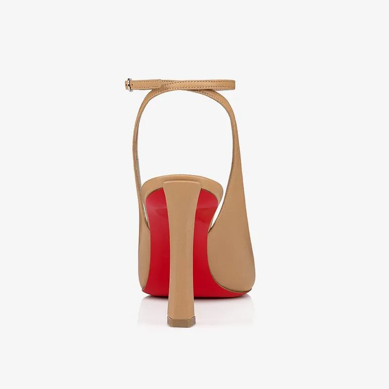 Toffee Brown Leather Pump with 100mm Heel