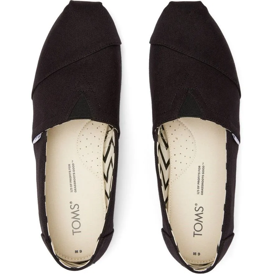 TOMS Alpargata Black 100% Cotton Male Slip On Mens Shoes