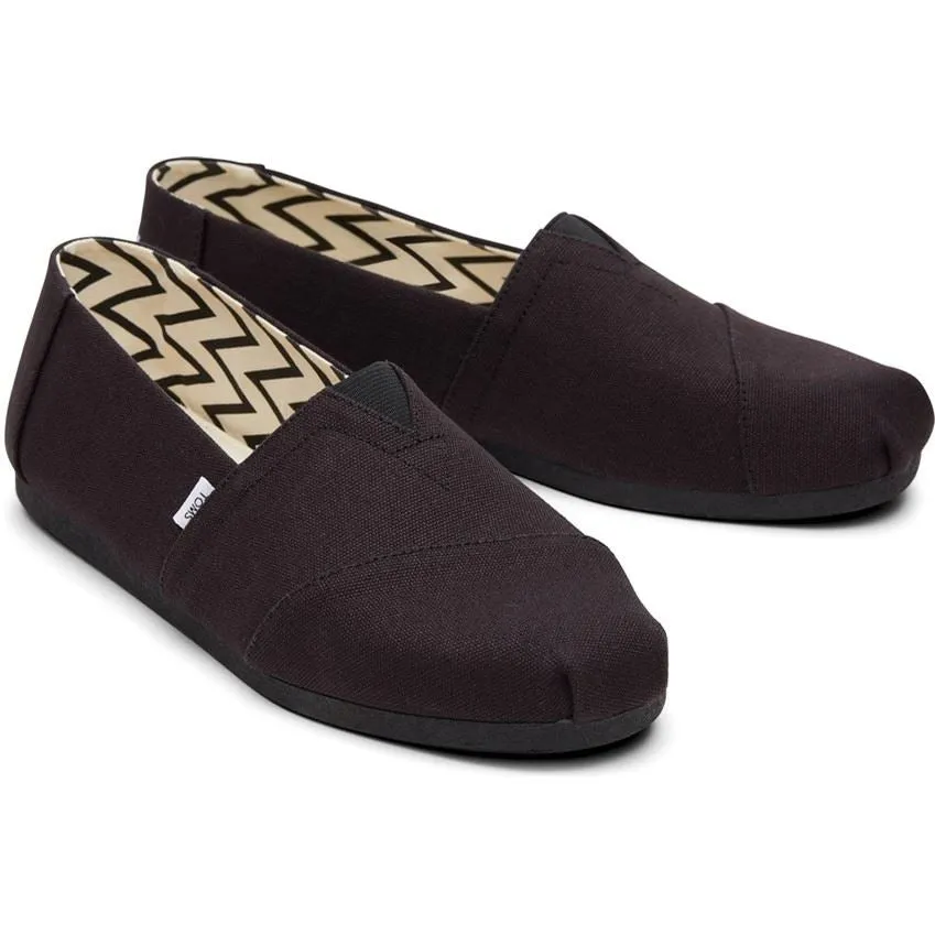 TOMS Alpargata Black 100% Cotton Male Slip On Mens Shoes