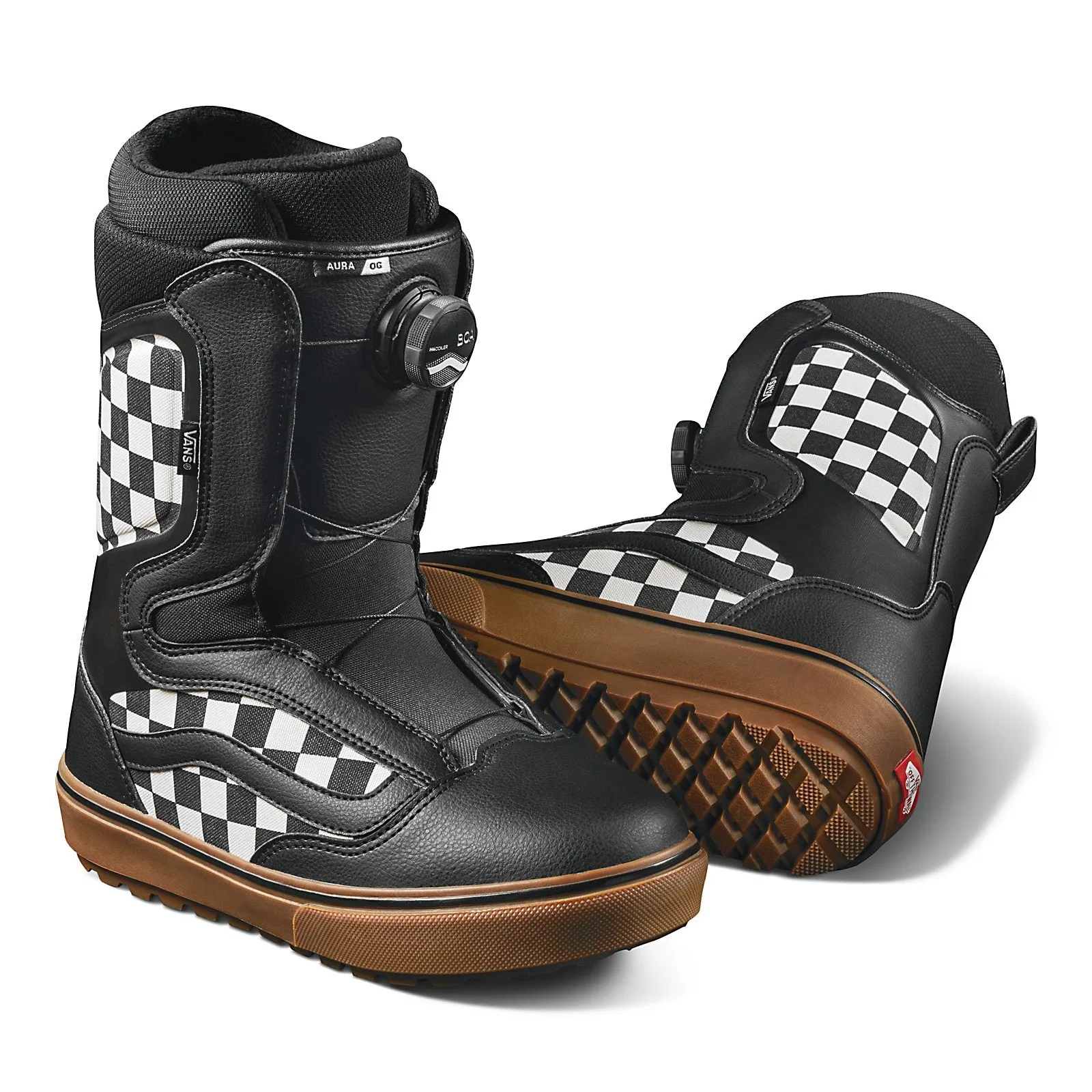 Vans Checkerboard Aura OG Snowboard Boots - Black/Gum