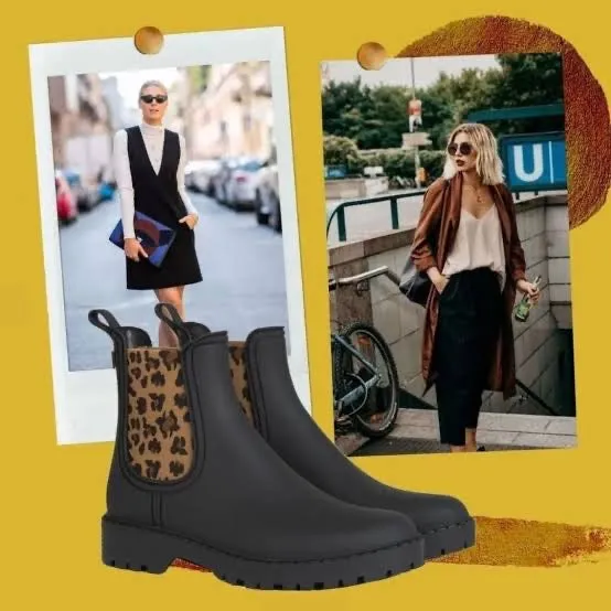 Verbenas Gaudí Spanish Gumboot - Black/Animal Print