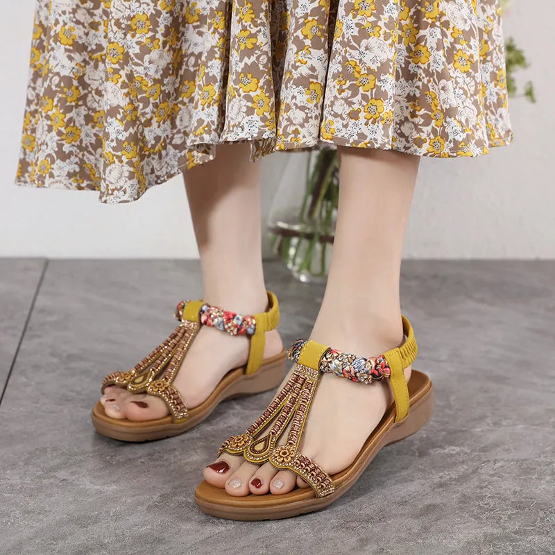 Wholesale Women's Elastic Band Lightweight PU Sandals