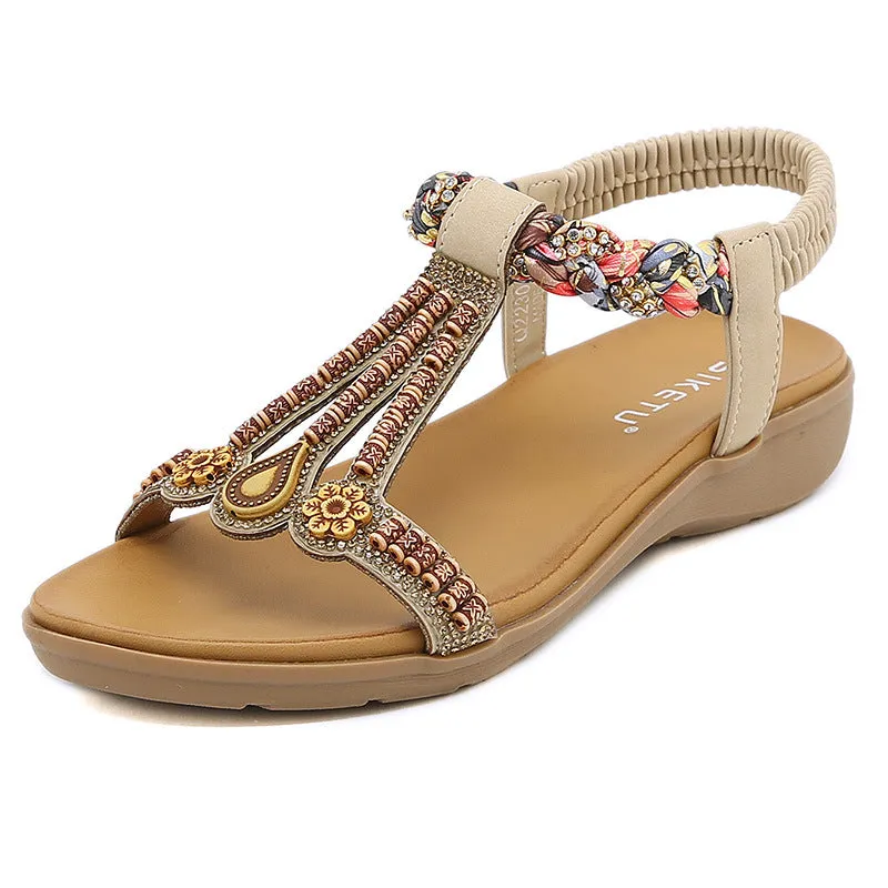 Wholesale Women's Elastic Band Lightweight PU Sandals
