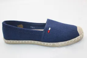 Women's Navy Blue Espadrilles Slip-On Flats | F98-1